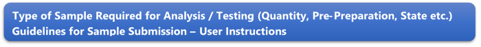 Type of Sample Required for Analysis / Testing (Quantity, Pre-Preparation, State etc.) Guidelines for Sample Submission  User Instructions