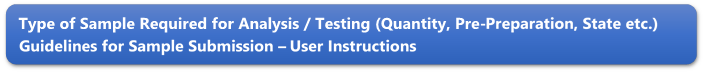 Type of Sample Required for Analysis / Testing (Quantity, Pre-Preparation, State etc.) Guidelines for Sample Submission  User Instructions