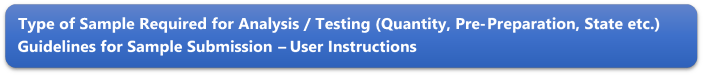Type of Sample Required for Analysis / Testing (Quantity, Pre-Preparation, State etc.) Guidelines for Sample Submission  User Instructions