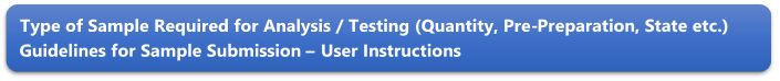 Type of Sample Required for Analysis / Testing (Quantity, Pre-Preparation, State etc.) Guidelines for Sample Submission  User Instructions
