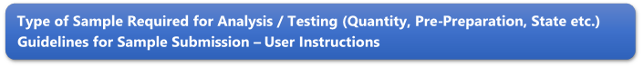 Type of Sample Required for Analysis / Testing (Quantity, Pre-Preparation, State etc.) Guidelines for Sample Submission  User Instructions