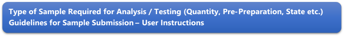 Type of Sample Required for Analysis / Testing (Quantity, Pre-Preparation, State etc.) Guidelines for Sample Submission  User Instructions