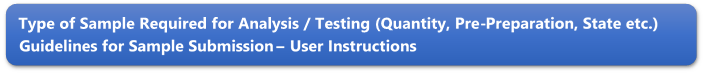 Type of Sample Required for Analysis / Testing (Quantity, Pre-Preparation, State etc.) Guidelines for Sample Submission  User Instructions