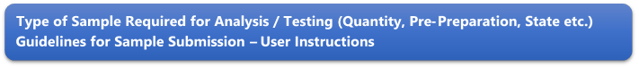 Type of Sample Required for Analysis / Testing (Quantity, Pre-Preparation, State etc.) Guidelines for Sample Submission  User Instructions