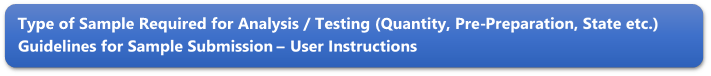 Type of Sample Required for Analysis / Testing (Quantity, Pre-Preparation, State etc.) Guidelines for Sample Submission – User Instructions
