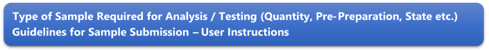 Type of Sample Required for Analysis / Testing (Quantity, Pre-Preparation, State etc.) Guidelines for Sample Submission  User Instructions