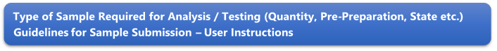 Type of Sample Required for Analysis / Testing (Quantity, Pre-Preparation, State etc.) Guidelines for Sample Submission  User Instructions