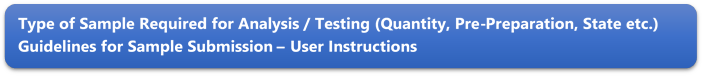 Type of Sample Required for Analysis / Testing (Quantity, Pre-Preparation, State etc.) Guidelines for Sample Submission  User Instructions
