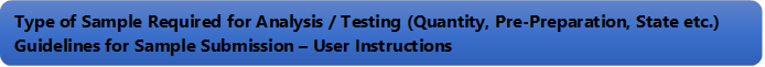 Type of Sample Required for Analysis / Testing (Quantity, Pre-Preparation, State etc.) Guidelines for Sample Submission  User Instructions