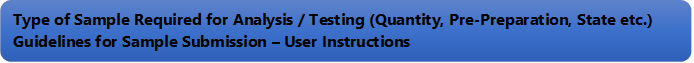 Type of Sample Required for Analysis / Testing (Quantity, Pre-Preparation, State etc.) Guidelines for Sample Submission  User Instructions